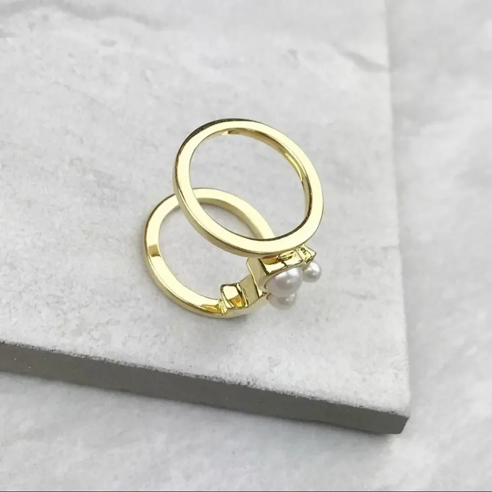 NEW Anthropologie Gold & Pearl Star Galaxies Ring